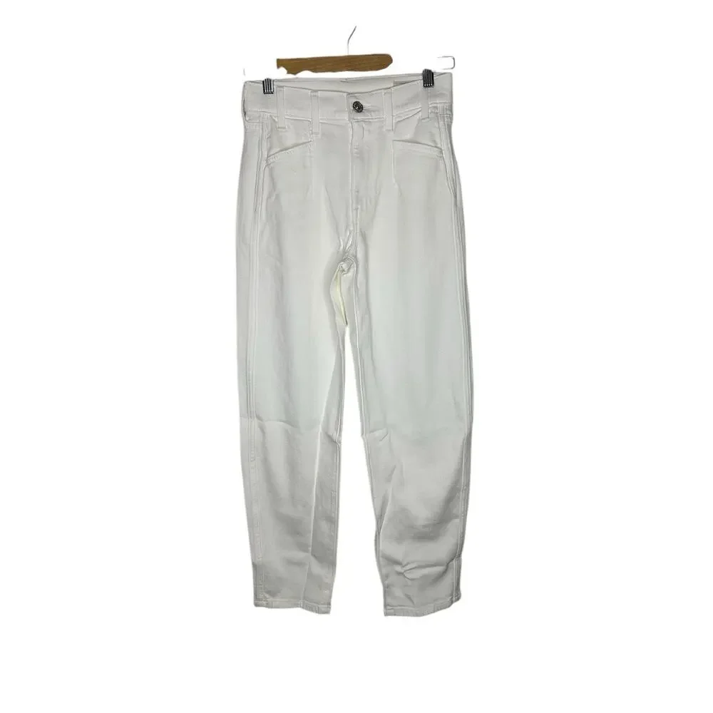 NWOT AYR Womens‎ The Beat Jeans 23 Barrel Leg Pockets Crop Tapered White - Picture 4 of 12